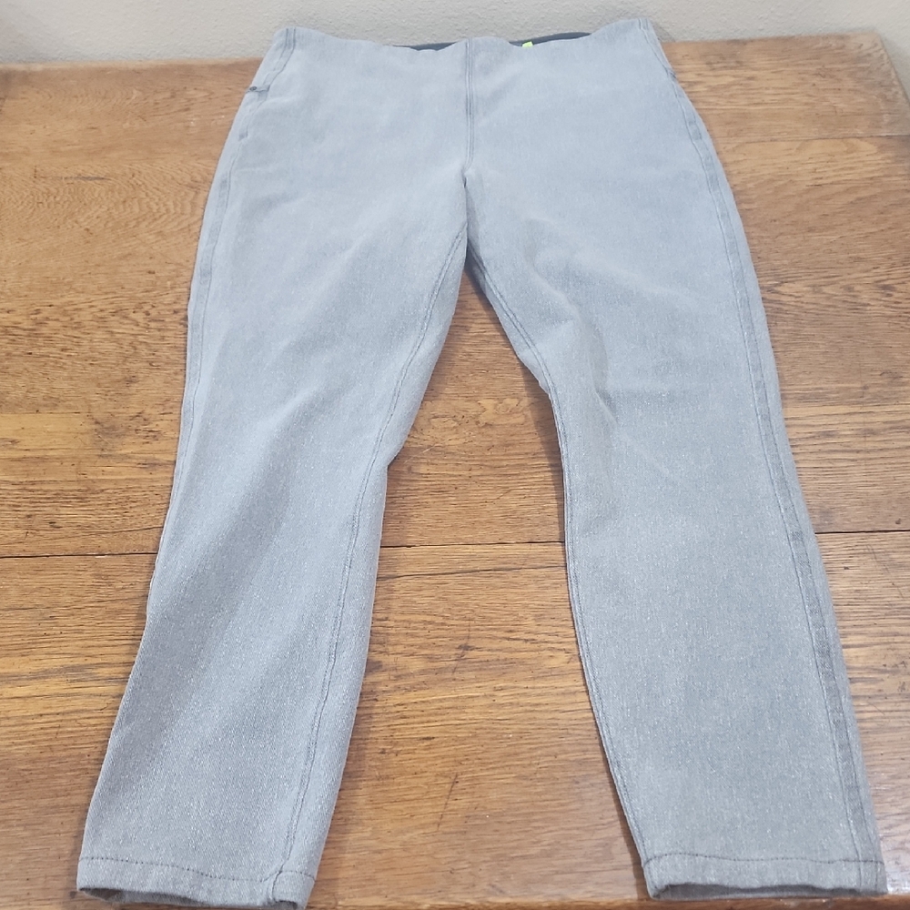 LYSSE New York Womens Pull On Washed Denim Gray Tapered Leg Pants Size Large